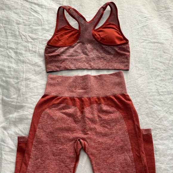 PINK Victoria's Secret Seamless Heathered Workout SET Legging and Bra - Picture 3 of 5